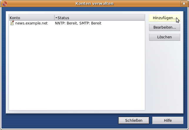 Konten verwalten - Hinzuf&uuml;gen